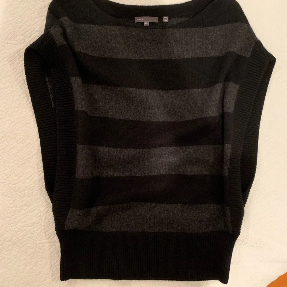 Vince Black and Grey Stripe Vest wool & cashmere - Picture 4 of 5